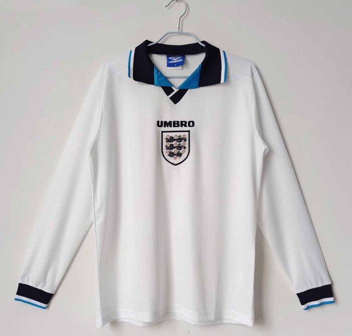 Long sleeve 1996 England Home Retro Jersey