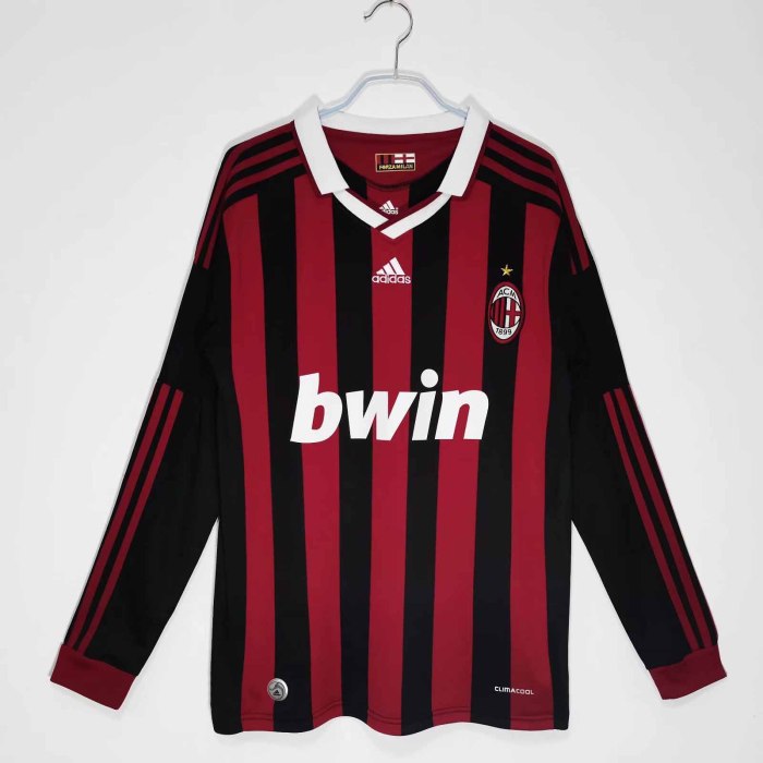Long sleeve 09-10 AC Milan Home Retro Jersey