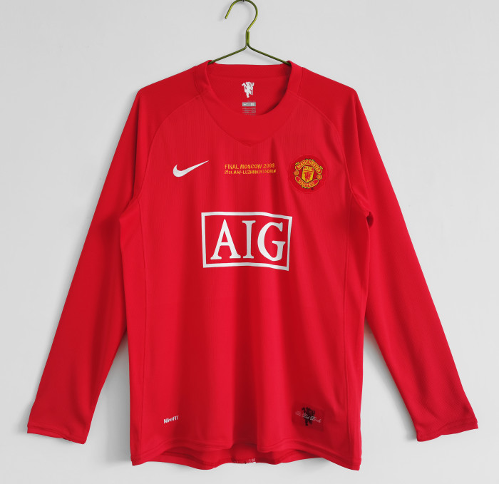 Long sleeve 07-08 Manchester United Home UEFA Champions League Retro Jersey
