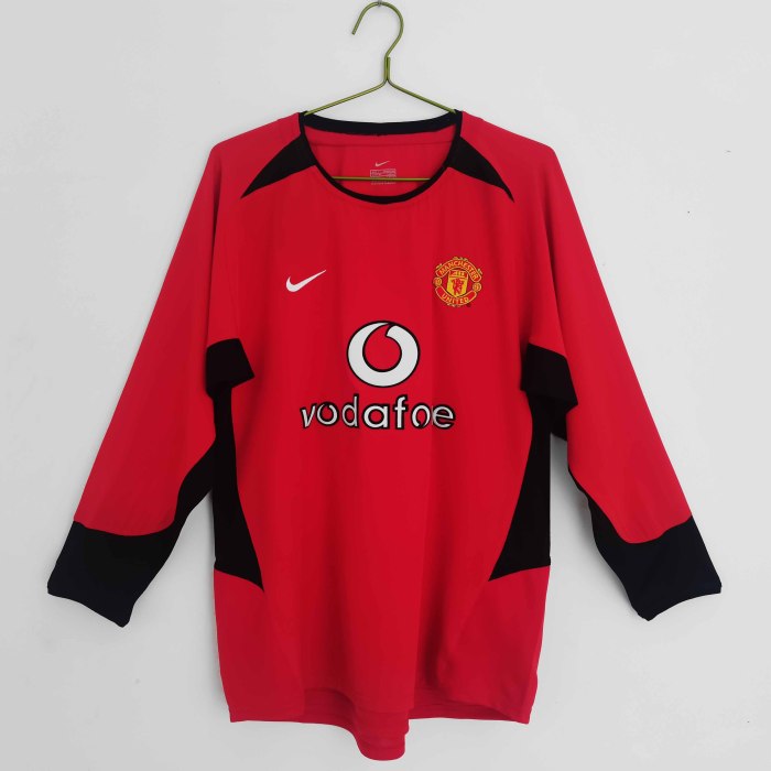 Long sleeve 02-04 Manchester United Away  Retro Jersey
