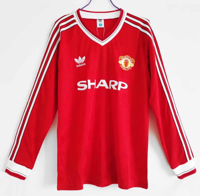 Long sleeve 86-88 Manchester United Home  Retro Jersey