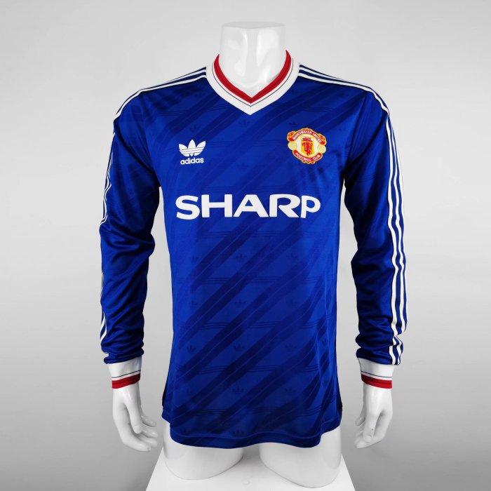Long sleeve 86-88 Manchester United Second away Retro Jersey