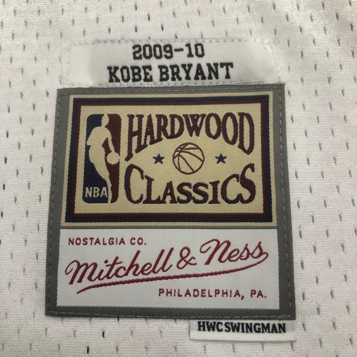 Heat Transfer  NBA Retro Los Angeles Lakers Kobe Bryant Mitchell & Ness 2009-10 White Hardwood Classics Swingman Jersey
