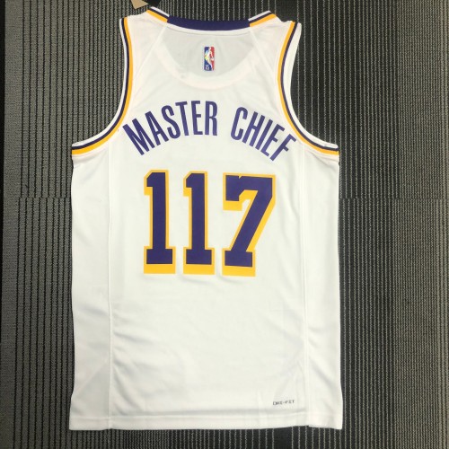 Heat Transfer NBA Los Angeles Lakers X-BOX 75 Anniversary Jointly-designed White Jersey