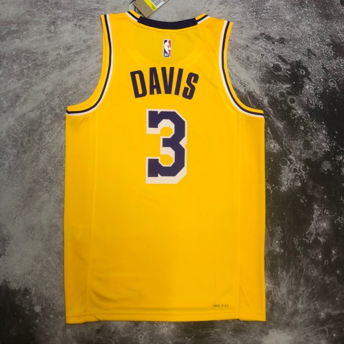 Heat Transfer NBA Los Angeles Lakers Anthony Davis 2022-23 Gold Icon Edition Swingman Jersey