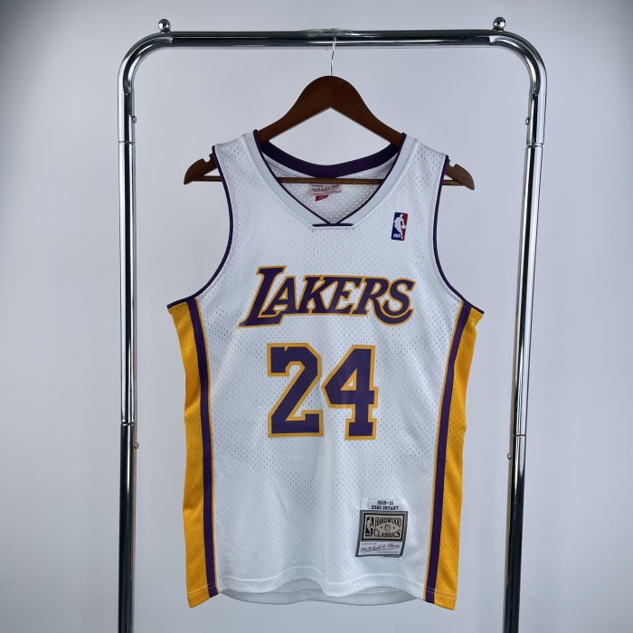 Heat Transfer  NBA Retro Los Angeles Lakers Kobe Bryant Mitchell & Ness 2009-10 White Hardwood Classics Swingman Jersey