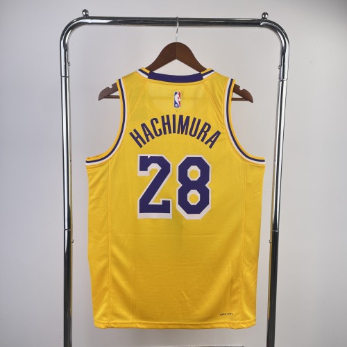 Heat Transfer NBA Los Angeles Lakers 2023 Rui Hachimura Yellow Jersey