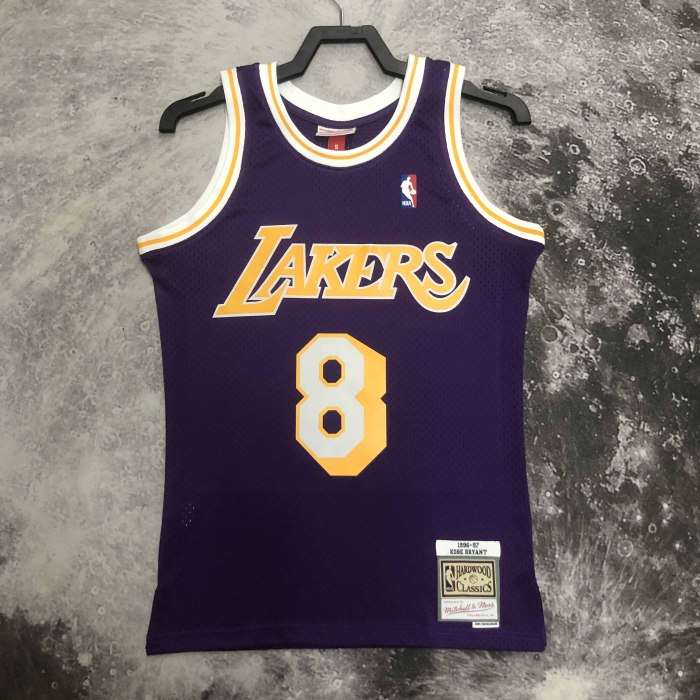 Heat Transfer NBA Los Angeles Lakers Kobe Bryant Mitchell & Ness 1996-97 Purple Hardwood Classics Swingman Jersey