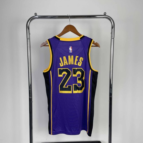 Heat Transfer NBA Los Angeles Lakers 2023 LeBron  James Flying Man limited Purple Jersey