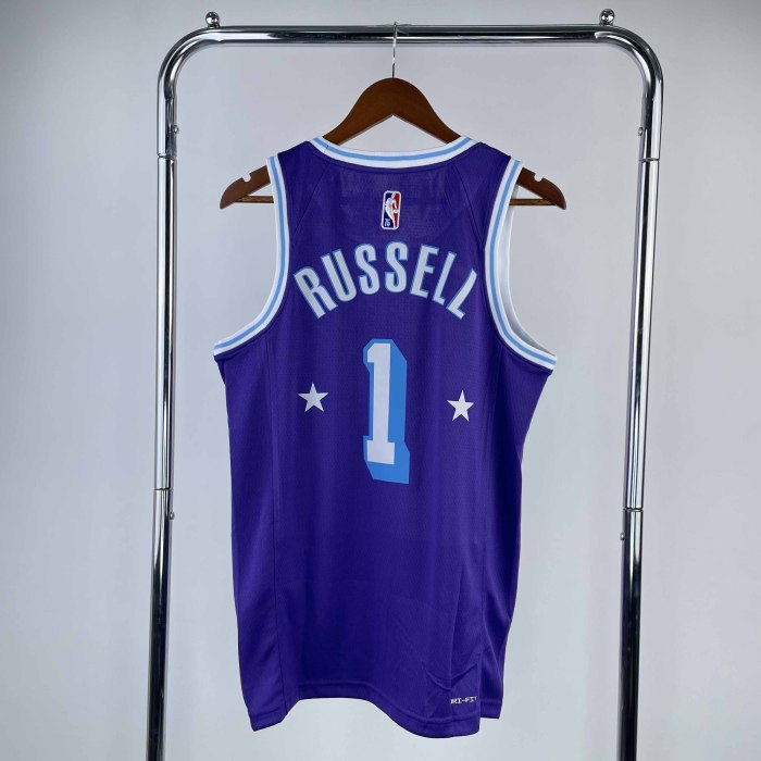 Heat Transfer NBA Los Angeles Lakers 2022 Russell City edition Purple Jersey