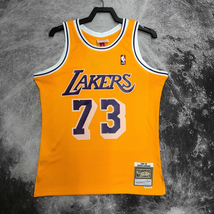 Heat Transfer Retro NBA Los Angeles Lakers Dennis Rodman Mitchell & Ness Gold 1998-99 Hardwood Classics Swingman Jersey