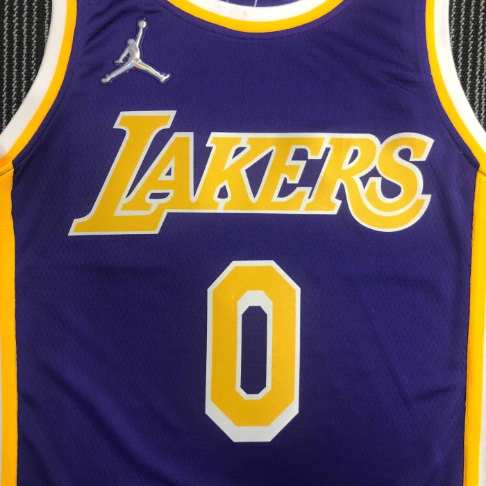 Heat Transfer NBA Los Angeles Lakers Russell Westbrook 75th Anniversary Flying Man limited Purple Jersey