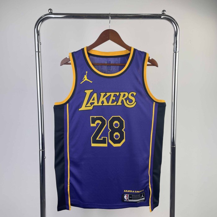 Heat Transfer NBA Los Angeles Lakers 2023 Hachimura Flying Man limited Purple Jersey