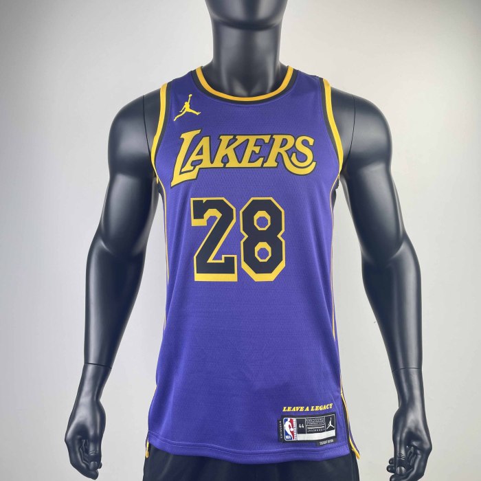 Heat Transfer NBA Los Angeles Lakers 2023 Hachimura Flying Man limited Purple Jersey