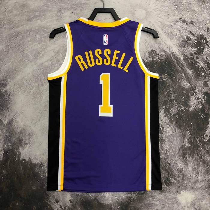 Heat Transfer NBA Los Angeles Lakers Russell  Flying Man limited Purple 1 Jersey