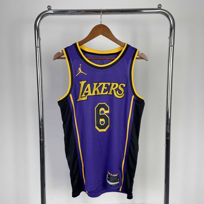 Heat Transfer NBA Los Angeles Lakers 2023 LeBron James  Flying Man limited Purple Jersey