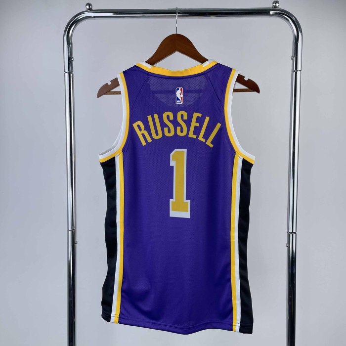Heat Transfer NBA Los Angeles Lakers Russell  Flying Man limited Purple 1 Jersey