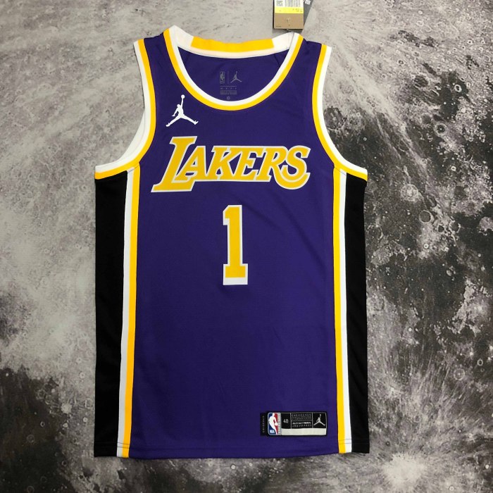 Heat Transfer NBA Los Angeles Lakers Russell  Flying Man limited Purple 1 Jersey