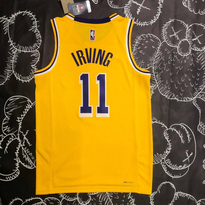 Heat Transfer NBA Los Angeles Lakers Irving 75th Anniversary Yellow Jersey