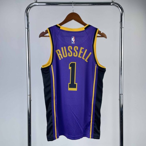 Heat Transfer NBA Los Angeles Lakers 2023 Russell  Flying Man limited Purple 1 Jersey