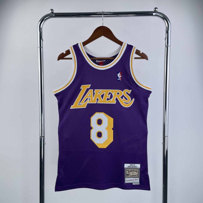 Heat Transfer NBA Los Angeles Lakers Kobe Bryant Mitchell & Ness 1996-97 Purple Hardwood Classics Swingman Jersey