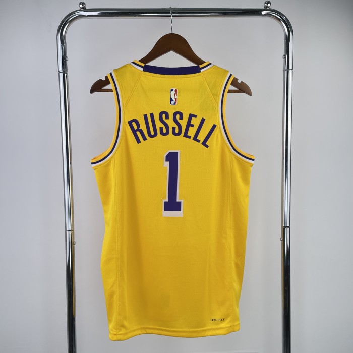 Heat Transfer NBA Los Angeles Lakers Russell Yellow Jersey