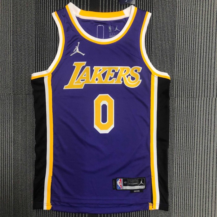 Heat Transfer NBA Los Angeles Lakers Russell Westbrook 75th Anniversary Flying Man limited Purple Jersey