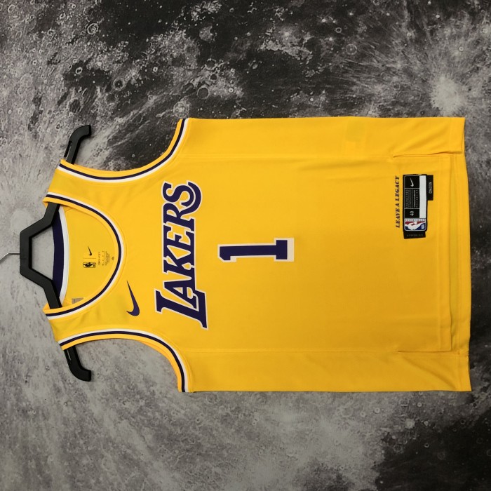 Heat Transfer NBA Los Angeles Lakers Russell Yellow Jersey
