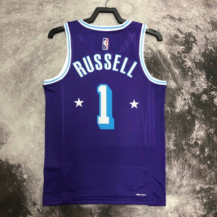 Heat Transfer NBA Los Angeles Lakers 2022 Russell City edition Purple Jersey