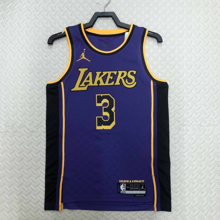 Heat Transfer NBA Los Angeles Lakers 2023 Davis Flying Man limited Purple Jersey