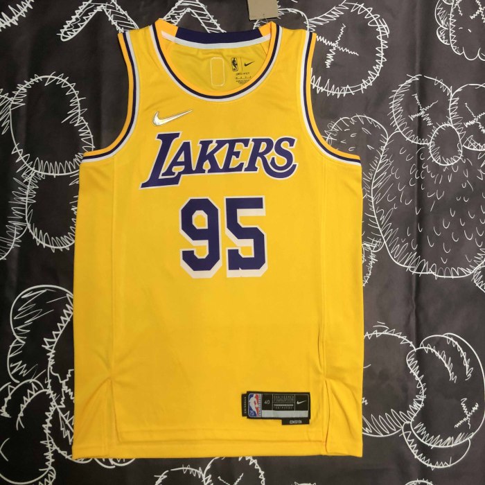 Heat Transfer NBA Los Angeles Lakers Anderson 75th Anniversary Yellow Jersey