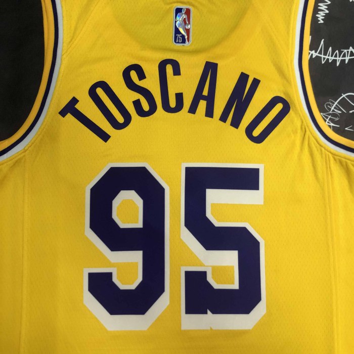 Heat Transfer NBA Los Angeles Lakers Anderson 75th Anniversary Yellow Jersey