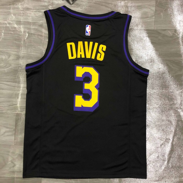 Heat Transfer NBA  Los Angeles Lakers Davis Black Jersey