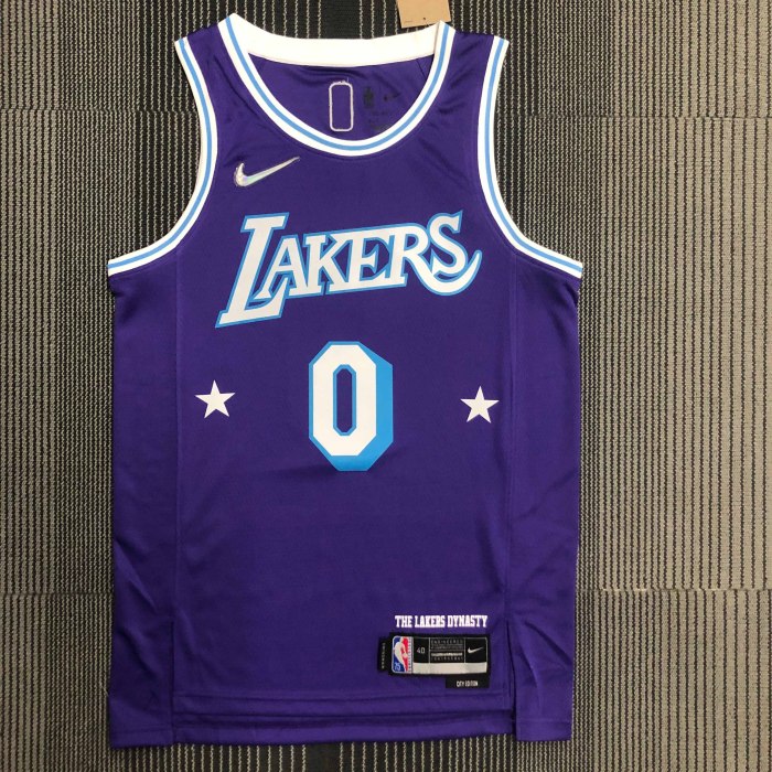Heat Transfer NBA 2022 Los Angeles Lakers Russell Westbrook 75th Anniversary City Edition Purple Jersey