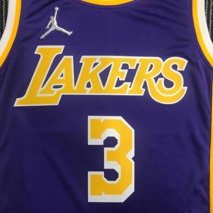 Heat Transfer NBA Los Angeles Lakers Davis 75th Anniversary Flying Man limited Purple Jersey