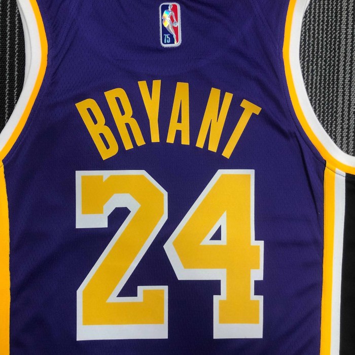 Heat Transfer NBA Los Angeles Lakers Kobe Bryant 75th Anniversary Flying Man limited Purple Jersey