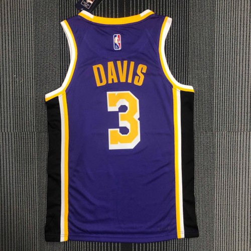 Heat Transfer NBA Los Angeles Lakers Davis 75th Anniversary Flying Man limited Purple Jersey