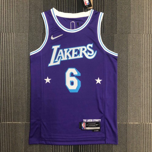 Heat Transfer NBA 2022 Los Angeles Lakers LeBron James  75th Anniversary City Edition Purple Jersey
