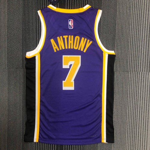 Heat Transfer NBA Los Angeles Lakers Anthony 75th Anniversary Flying Man limited Purple Jersey