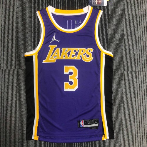 Heat Transfer NBA Los Angeles Lakers Davis 75th Anniversary Flying Man limited Purple Jersey