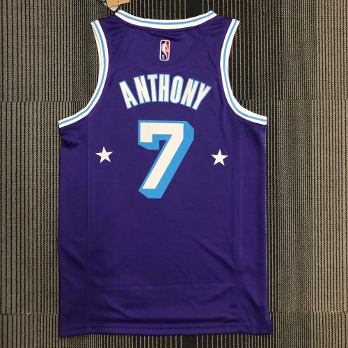 Heat Transfer NBA 2022 Los Angeles Lakers Anthony 75th Anniversary City Edition Purple Jersey