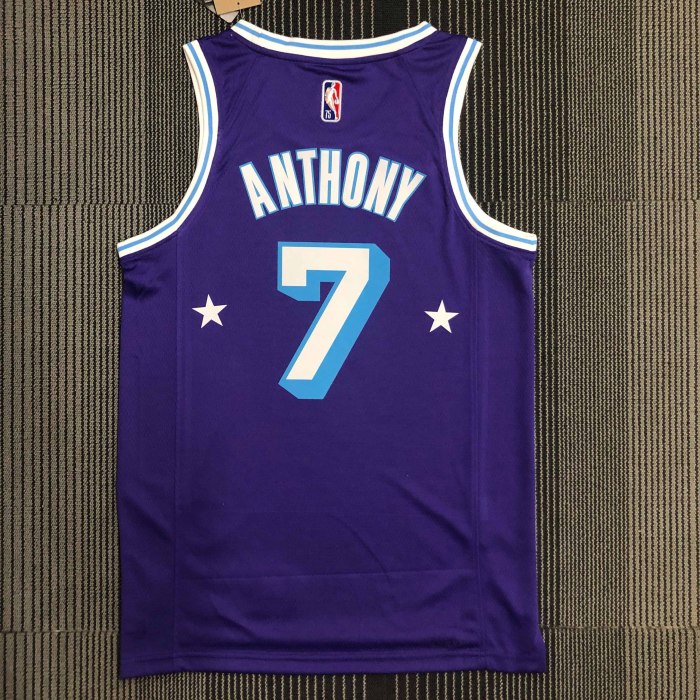 Heat Transfer NBA 2022 Los Angeles Lakers Anthony 75th Anniversary City Edition Purple Jersey