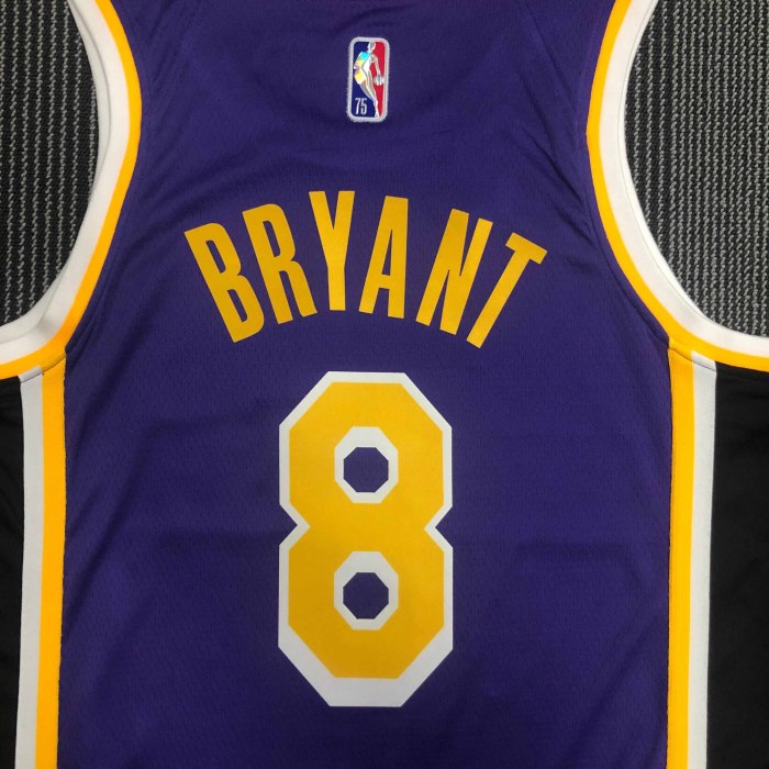 Heat Transfer NBA Los Angeles Lakers Kobe Bryant 75th Anniversary Flying Man limited Purple Jersey