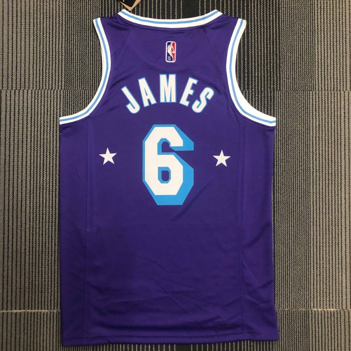 Heat Transfer NBA 2022 Los Angeles Lakers LeBron James  75th Anniversary City Edition Purple Jersey
