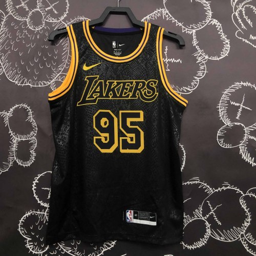 Heat Transfer NBA  Los Angeles Lakers Anderson Serpentine Black Jersey