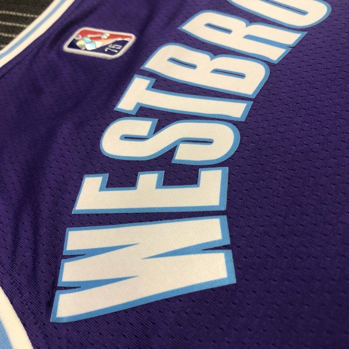 Heat Transfer NBA 2022 Los Angeles Lakers Russell Westbrook 75th Anniversary City Edition Purple Jersey