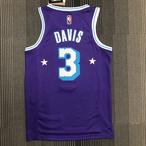 Heat Transfer NBA 2022 Los Angeles Lakers Davis 75th Anniversary City Edition Purple Jersey