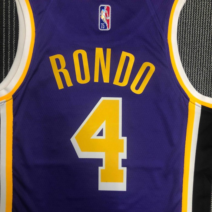 Heat Transfer NBA Los Angeles Lakers Rondo 75th Anniversary Flying Man limited Purple Jersey