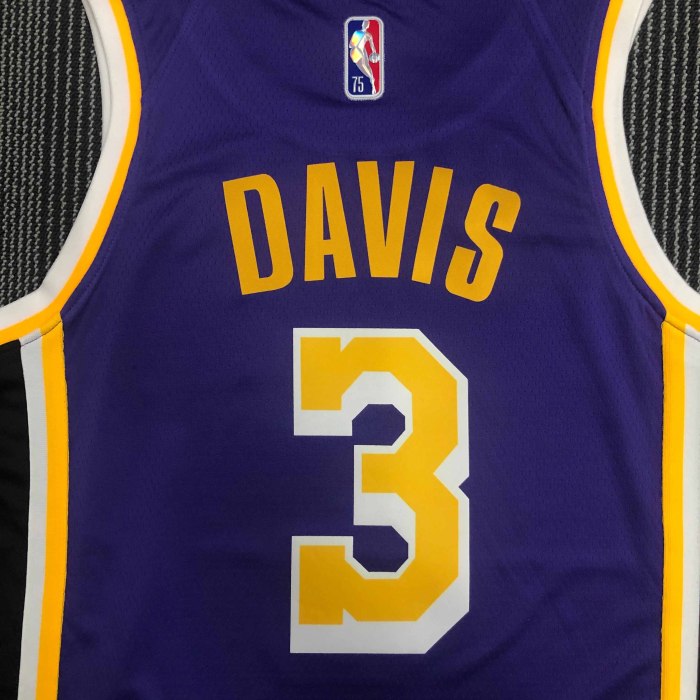 Heat Transfer NBA Los Angeles Lakers Davis 75th Anniversary Flying Man limited Purple Jersey