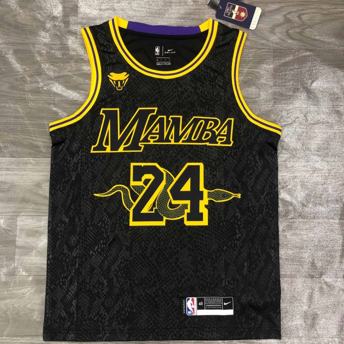 Heat Transfer 2021 NBA  Los Angeles Black manba Snak style Black Jersey